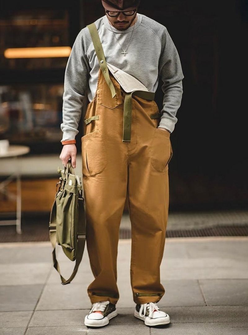 Men's Loose Stretch Overalls with Unique Pocket