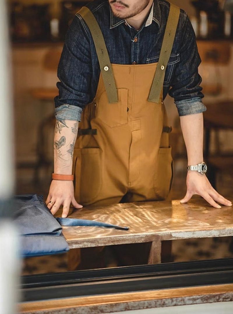 Men's Loose Stretch Overalls with Unique Pocket