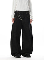 Mrnearly Men's Cross Buckle Denim Jeans - Harajuku Street Wear