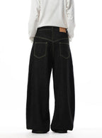 Mrnearly Men's Cross Buckle Denim Jeans - Harajuku Street Wear
