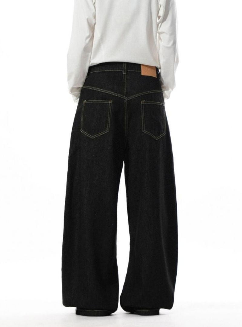 Mrnearly Men's Cross Buckle Denim Jeans - Harajuku Street Wear
