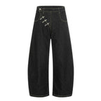Mrnearly Men's Cross Buckle Denim Jeans - Harajuku Street Wear