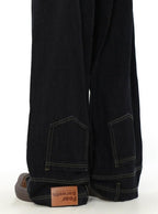 Mrnearly Men's Reverse Construct Wide Leg Jeans - Harajuku Street Wear