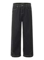 Mrnearly Men's Reverse Construct Wide Leg Jeans - Harajuku Street Wear