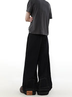 Mrnearly Men's Reverse Construct Wide Leg Jeans - Harajuku Street Wear