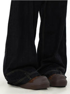 Mrnearly Men's Reverse Construct Wide Leg Jeans - Harajuku Street Wear