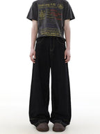 Mrnearly Men's Reverse Construct Wide Leg Jeans - Harajuku Street Wear