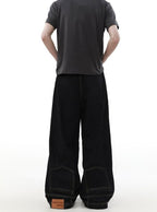 Mrnearly Men's Reverse Construct Wide Leg Jeans - Harajuku Street Wear