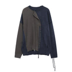 Mrnearly Men's Spliced Distressed Knit Sweater - Harajuku Street Wear