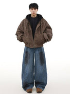 Mrnearly Men's Vintage Faded Bomber Jacket - Harajuku Street Wear
