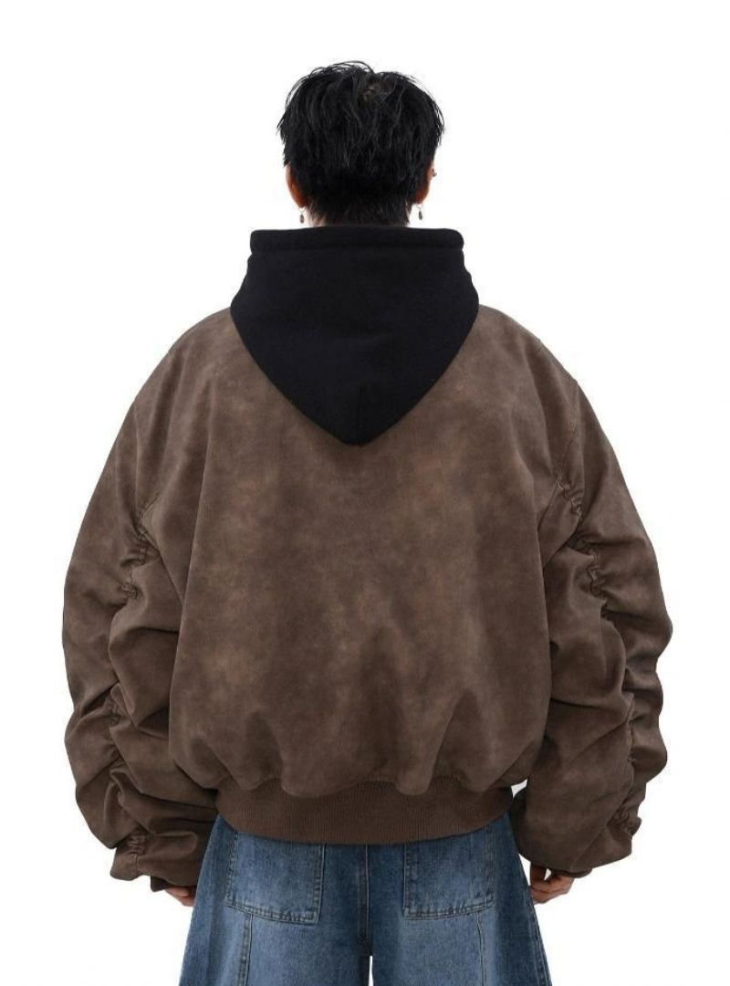 Mrnearly Men's Vintage Faded Bomber Jacket - Harajuku Street Wear