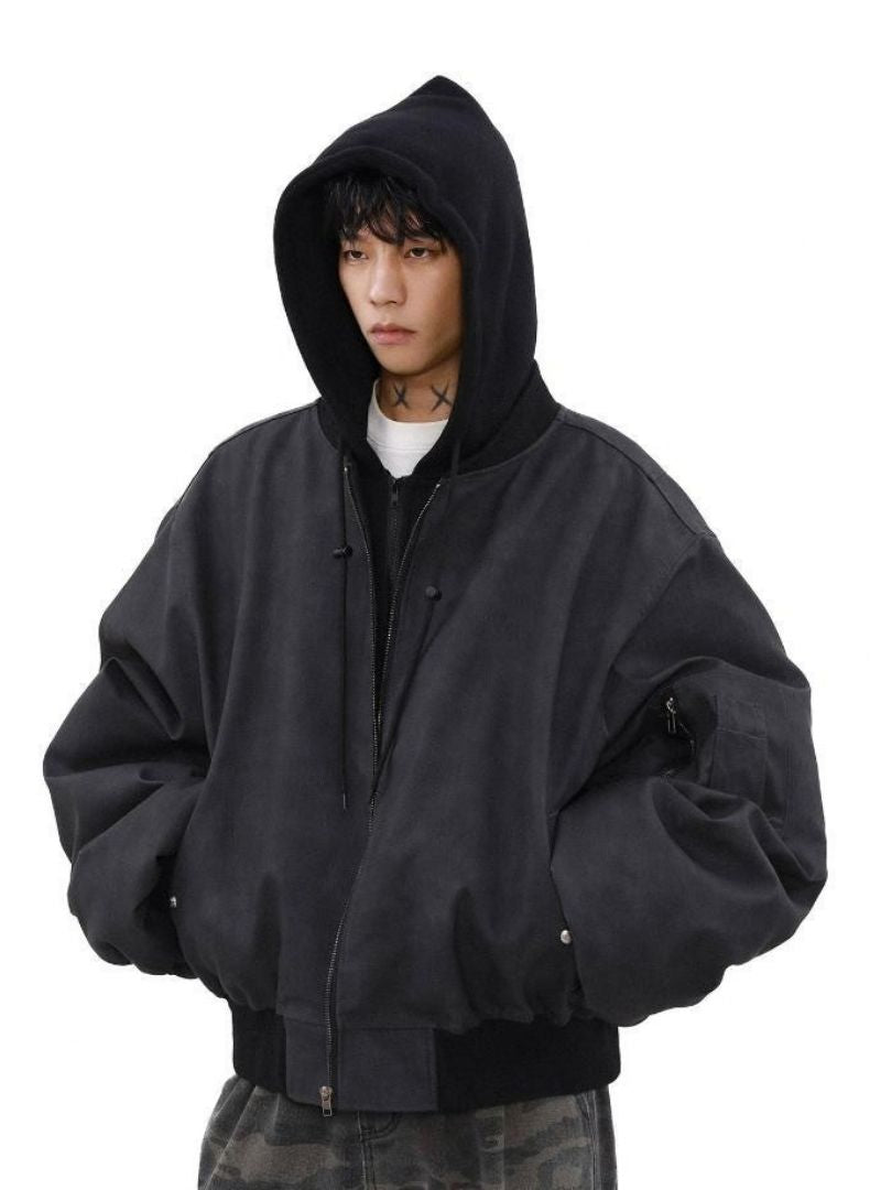 Mrnearly Men's Vintage Faded Bomber Jacket - Harajuku Street Wear