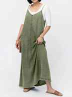 Vintage-Inspired Loose Fit Denim Maxi Dress