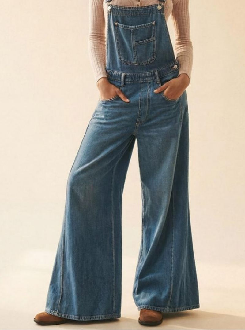 Women's Wide-Leg Denim Overalls