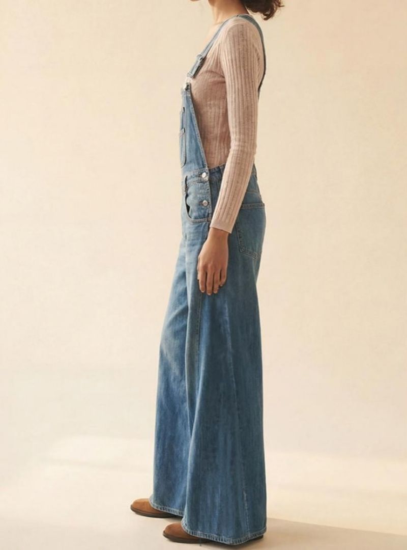 Women's Wide-Leg Denim Overalls
