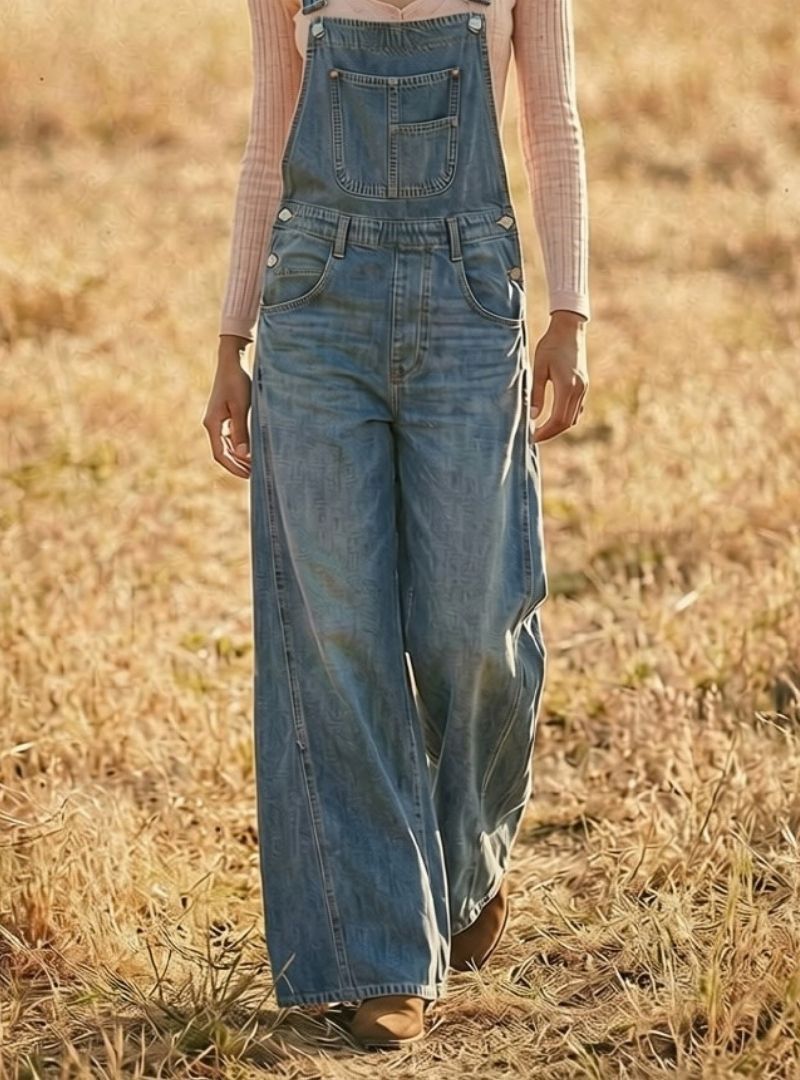 Women's Wide-Leg Denim Overalls