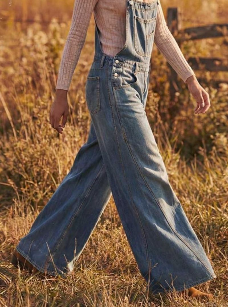 Women's Wide-Leg Denim Overalls