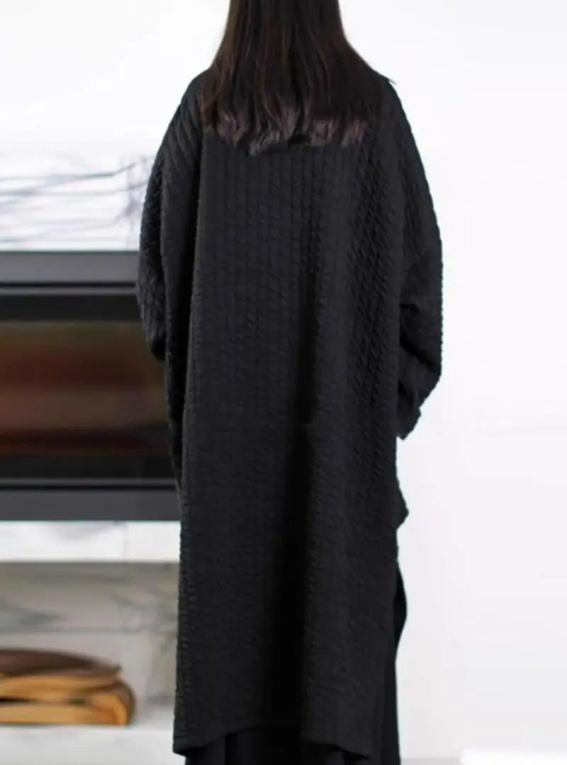 Emma - Plus Size Women Autumn Pure Color V-Neck Padded Long Coat