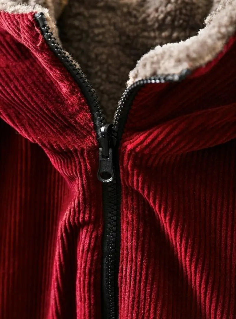 Amelia - Plus Size Women Autumn Retro Pure Color Hooded Fleece Coat