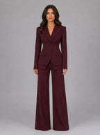 Lara - Women's Tailored Two-Piece Suit – Cinched Waist & Wide-Leg Trousers