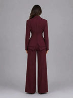 Lara - Women's Tailored Two-Piece Suit – Cinched Waist & Wide-Leg Trousers