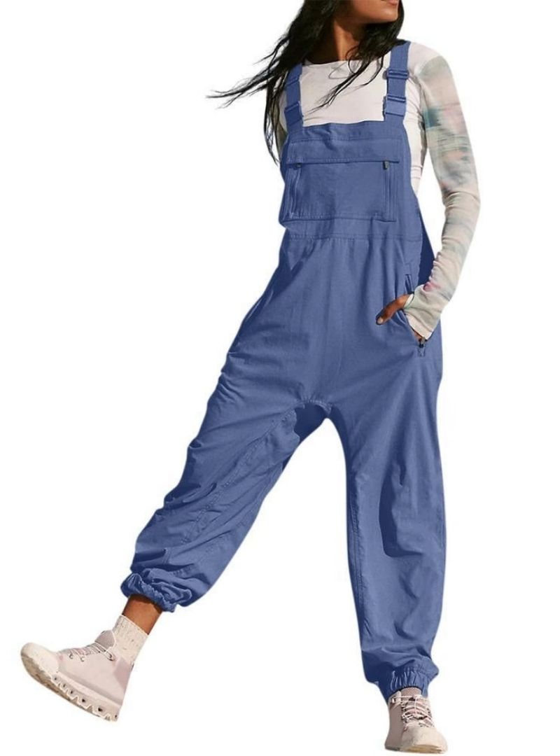 Women's Cargo Overalls With Zippered Pockets