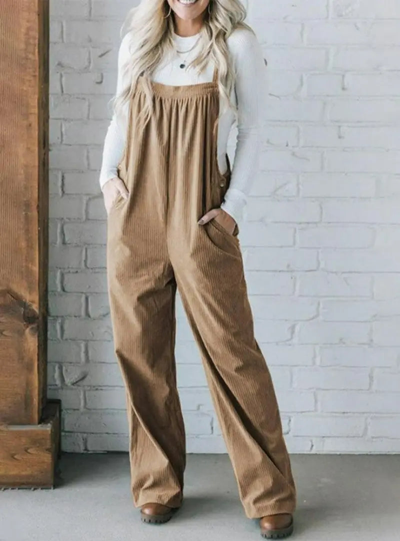 Women's Cozy Corduroy Loose Fit Overalls