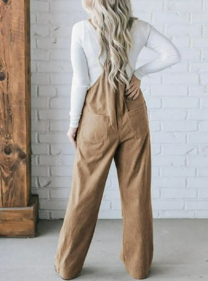 Women's Cozy Corduroy Loose Fit Overalls