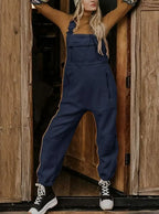 Women's Fleece Thermal Overalls With Zippered Pockets