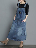 Women's Loose Fit Denim Overall Dress