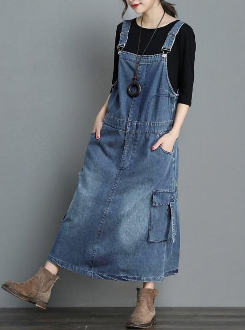 Women's Loose Fit Denim Overall Dress