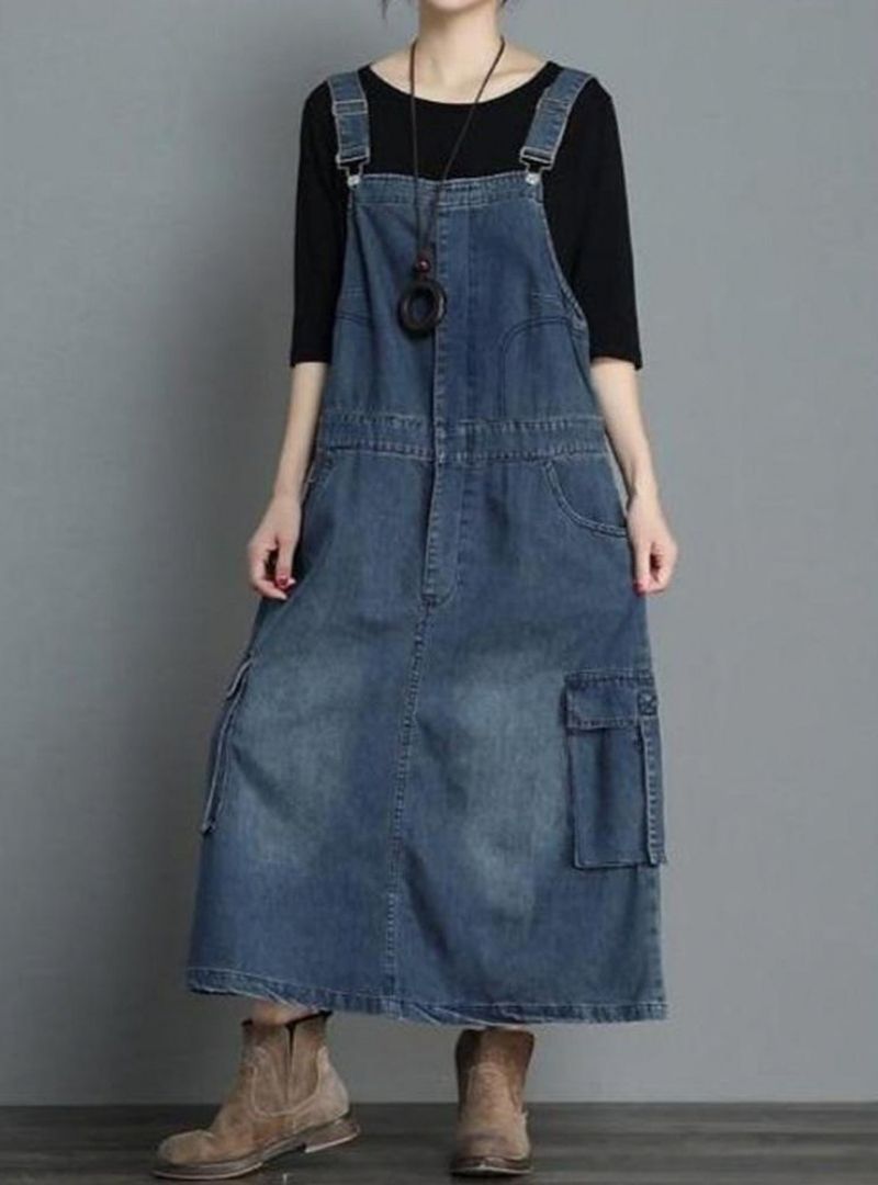 Women's Loose Fit Denim Overall Dress