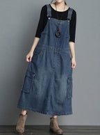 Women's Loose Fit Denim Overall Dress