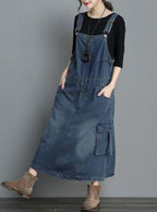 Women's Loose Fit Denim Overall Dress