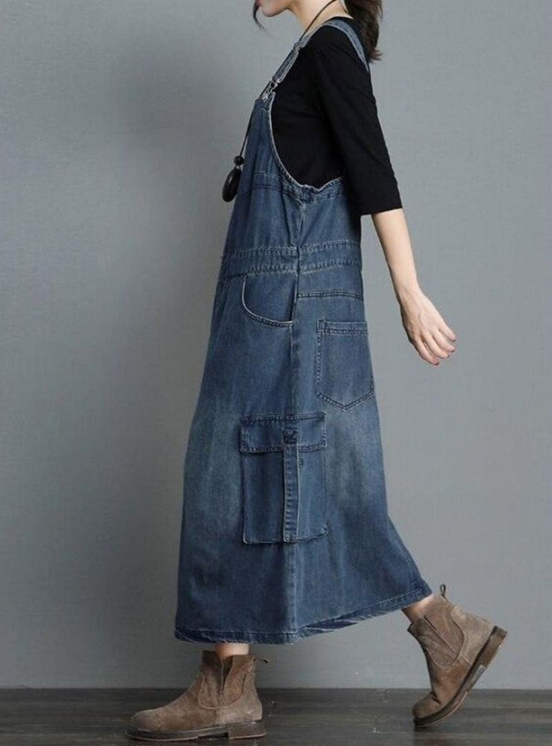 Women's Loose Fit Denim Overall Dress
