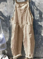 Women's Striped Wide Leg Overalls