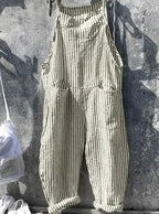 Women's Striped Wide Leg Overalls